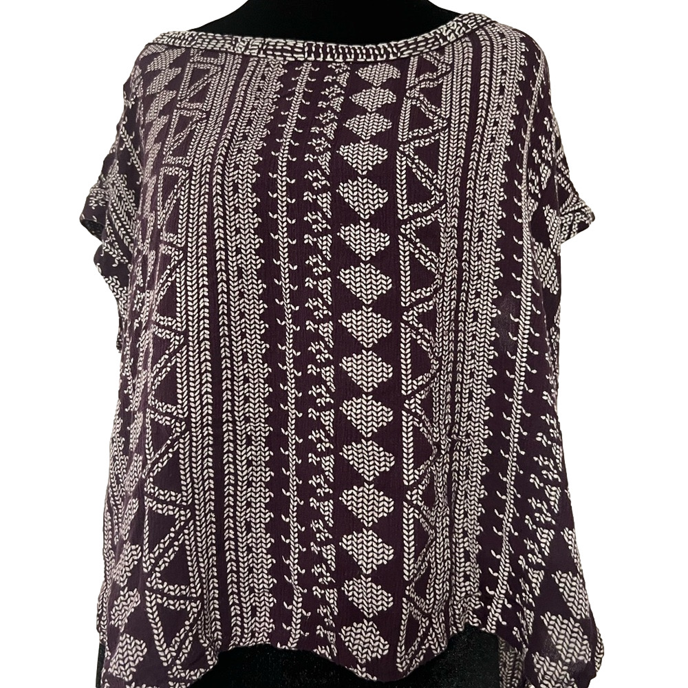 Velvet by Graham & Spencer Purple Geometric Blouse XS